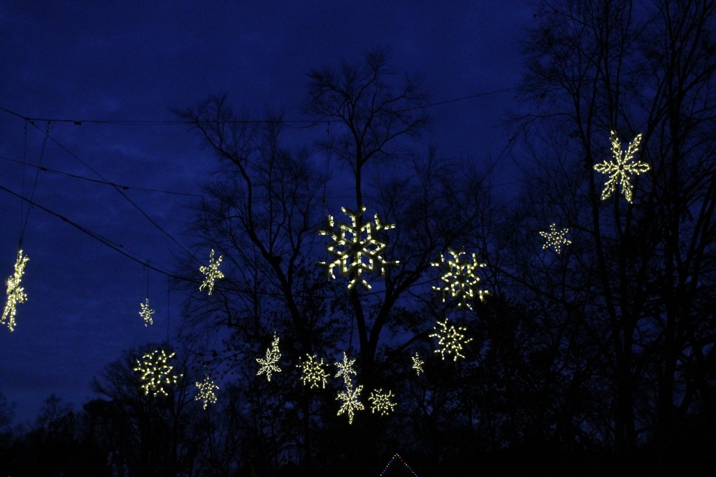 Christmas town snowflake lights