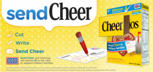 "Cheerios USO sendCheer campaign military families"