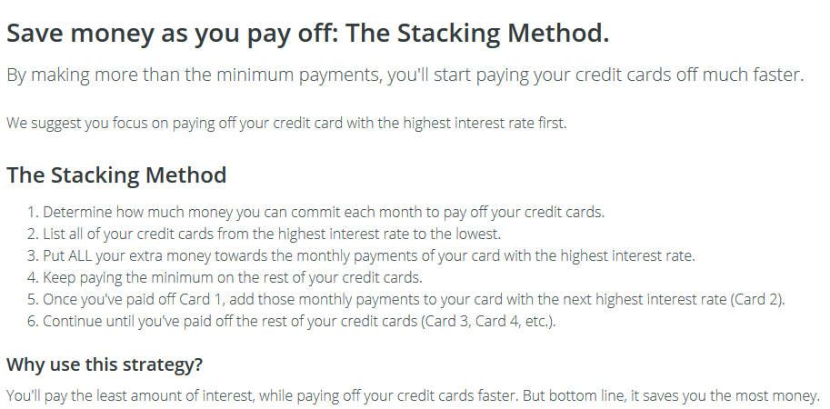 payoff save money stacking method