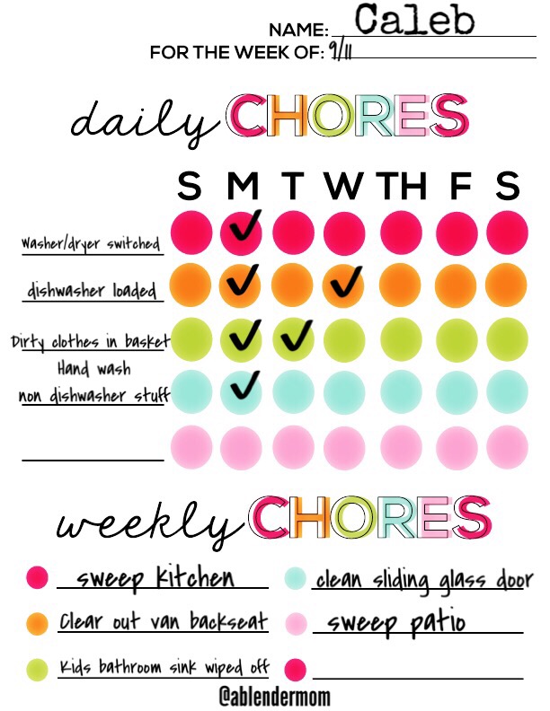 chore chart for kids