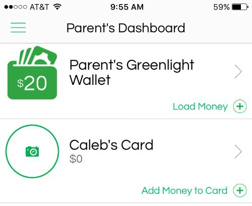 greenlight debit card app parents wallet