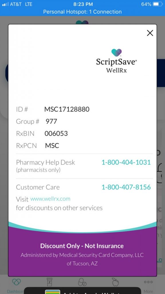 ScriptSave WellRx card