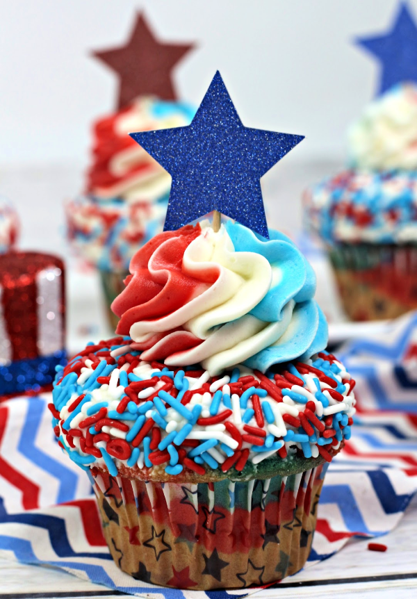red white and blue cupcake
