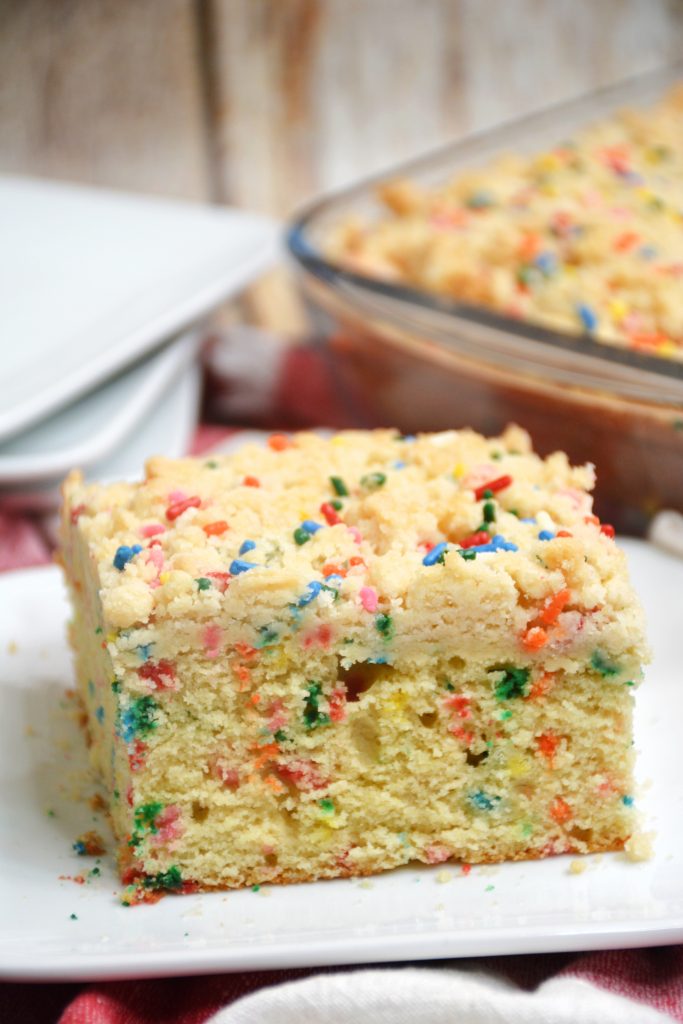birthday crumb cake with sprinkles